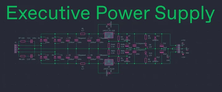 Executive power supply schematic &mdash; LM317 / LM337 dual rail